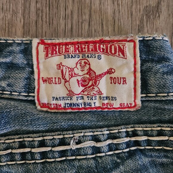 True Religion Brand Jeans Blue Distressed Big T Stitch Bootcut – Women’s 28 - Picture 8 of 11